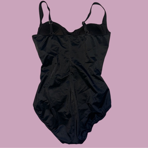 Pinup Style Black Ruched One Piece Bathing Suit Retro - Picture 2 of 3